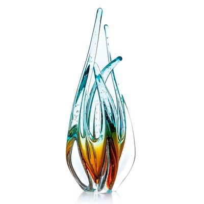 Escultura-De-Murano-Sao-Marcos---Cristal-Azul-com-Ambar-33cm