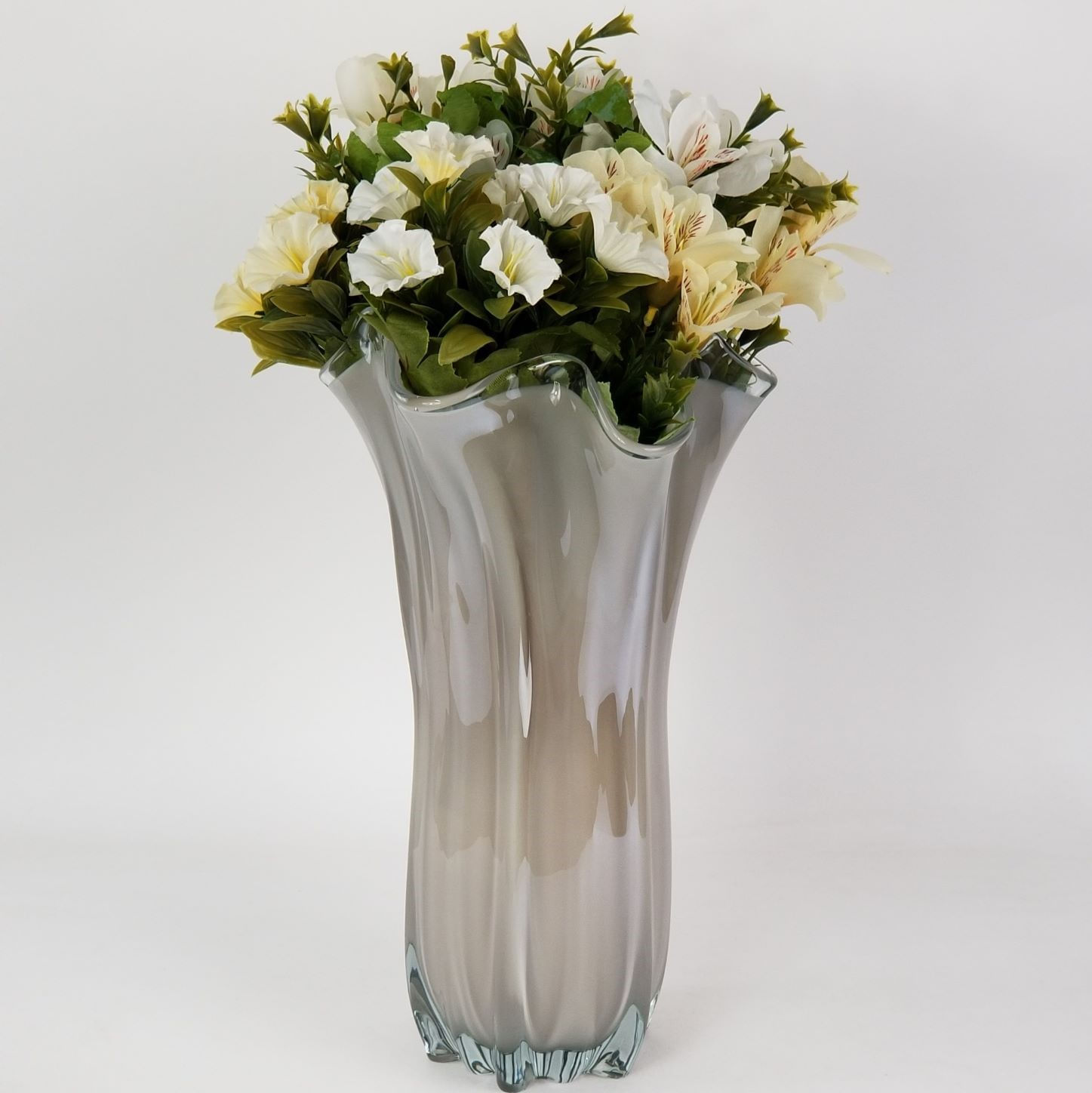 Vaso Decorativo Grande Para Flores - Murano Importado Pérola - CasaCenter